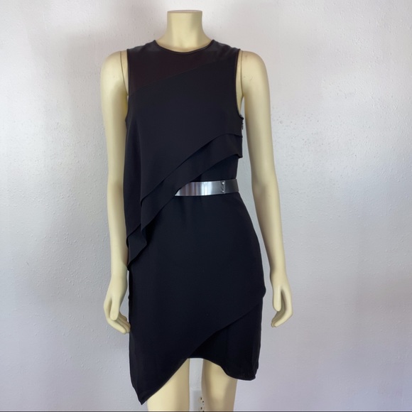 Halston Heritage Sleeveless Asymmetric Drape Dress - Picture 2 of 8